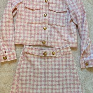 Zara Cream and Pink tweed Jacket & skort set